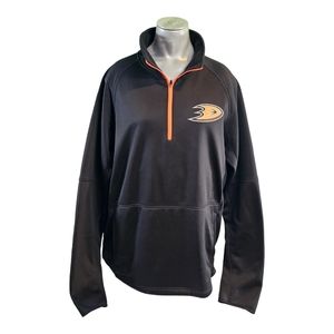 NHL Anaheim Ducks Size Medium Sweater Pullover 1/4 Zip Giii Sports By Carl Banks